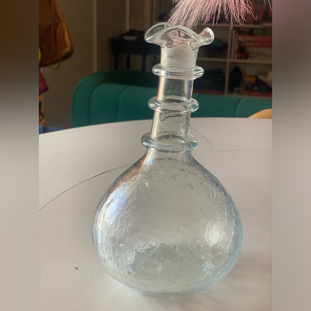 Blenko Elegant Clear Crackle MCM Vintage Glass Decanter